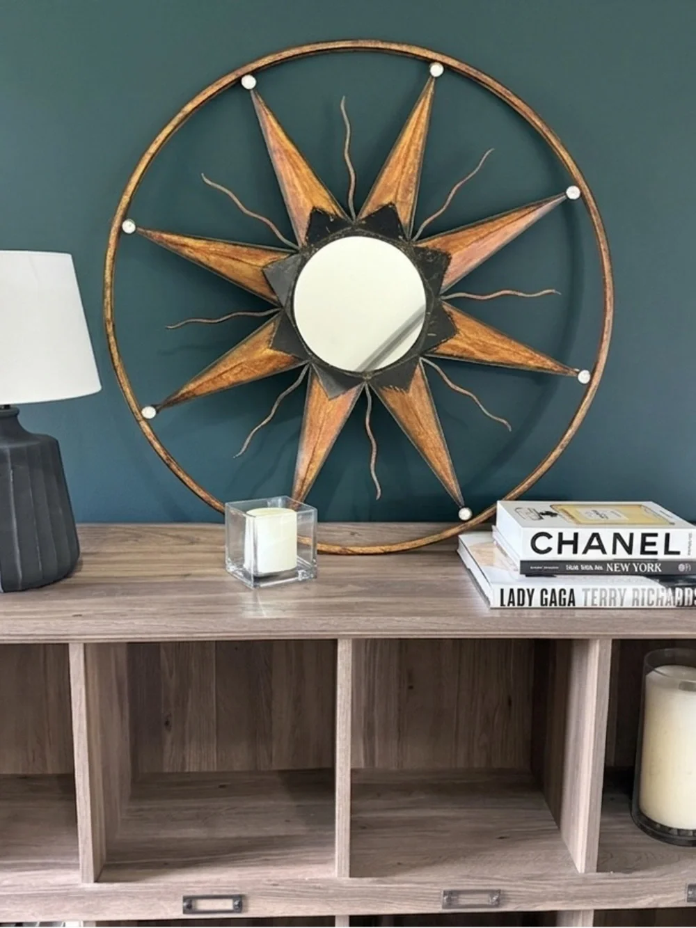 Large Sunburst Starburst Wall Mirror 30” Gold MCM Boho Celestial